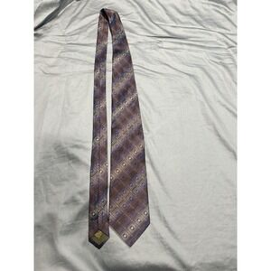 Polifroni Milano Brown/Blue Diamond Metallic Silk Neck Tie‎